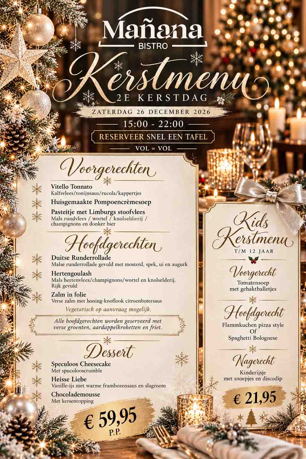 Bistro Manana – Kerstmenu 2026 – S
